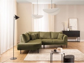 Zöld zsenília sarokkanapé (bal oldali-L alakú) Mauris – Ropez