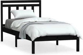 vidaXL fekete tömör fenyőfa ágykeret 100 x 200 cm