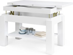 Mazzoni BRAWO Fehér - NYITHATÓ/MAGASÍTHATÓ DOHÁNYZÓASZTAL POLCCAL ÉTKEZŐASZTALKÉNT IS HASZNÁLHATÓ