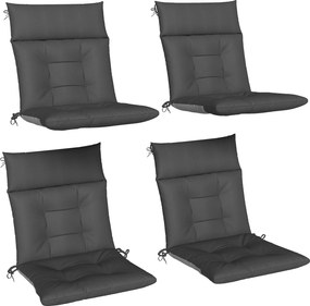 Outsunny 4 darabos székpárna szett 111,5 x 53 x 8 cm, vízlepergető, csúszásmentes, megkötős ülőpárnák beltéri/kültéri bútorokhoz, sötétszürke | Aosom