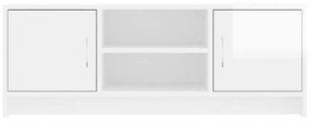 magasfényű fehér szerelt fa TV-szekrény 102x30x37,5 cm