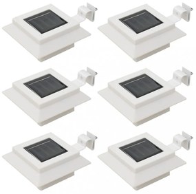 6 db négyszögletes fehér kültéri napelemes LED lámpa, 12 cm