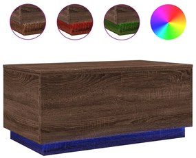 Barna tölgyszínű dohányzóasztal LED-lámpákkal 90x50x40 cm