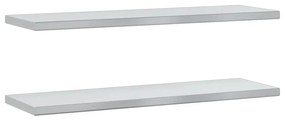 2 db ezüstszínű rozsdamentes acél fali polc 100 x 30 x 3 cm