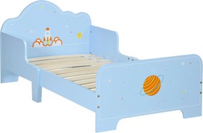 ZONEKIZ Gyerekágy 3-6 Éveseknek 143x74x59 cm Fa Gyerekágy Biztonsági Korláttal Max 80 kg Teherbírás Modern Gyerekszoba Bútor Kék | Aosom