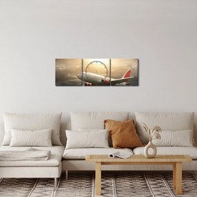 Kép - Repülőgép a felhőkben (órával) (90x30 cm)