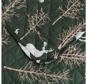 Ágytakaró OAK DEER mintával, sötétzöld Méret: 170 x 210 cm