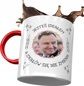Bögre Piros Andrzej Duda PiS elnök Ajándék Nyomtatott Fotóval