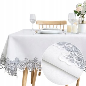 Abrosz fehér szürke 150x225 foltálló gipiura csipke étkező Elegáns