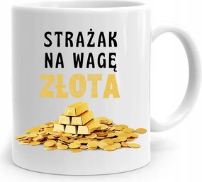 Ajándék Bögre Tűzoltónak Arany Mérleggel, fényképes nyomtatással