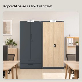 Fém irodai dokumentumszekrény, antracit / sonoma tölgy, 900x1950x400 mm: JAN H Eco Design