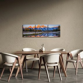 A havas hegycsúcsok képe (órával) (90x30 cm)