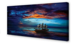 Canvas képek Felhők tengeri hajó este 140x70 cm