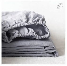 Világosszürke gumis len lepedő 140x200 cm Light Grey – Linen Tales