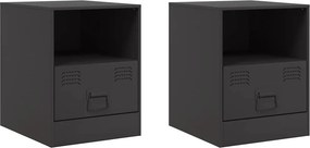 vidaXL 2 db fekete acél éjjeliszekrény 34,5 x 39 x 44 cm