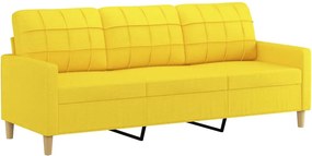 vidaXL 3 személyes világossárga szövet kanapé 180 cm