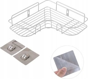 Funkcionális sarokpolc Fehér drót öntapadós 26x26x4 cm
