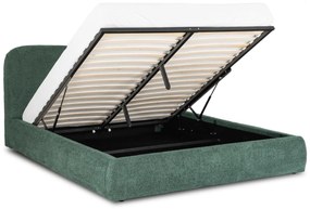 Kárpitozott Franciaágy Zöld Színben Ágynemütartóval. 160x200 BRISTOL