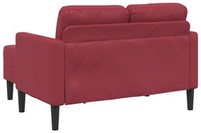 borvörös műbőr 2 üléses kanapé L-alakú kanapéval 125 cm