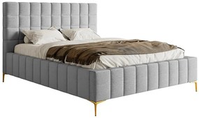 Franciaágy 180 cm Sheldona 180 (ágyráccsal) (tárolóhellyel) (világosszürke + arany). Akció -15%. 1099762