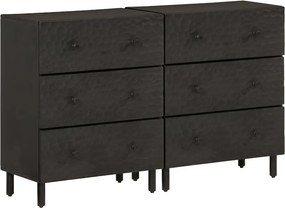 vidaXL 2 db fekete tömör mangófa tálalószekrény 60 x 33 x 75 cm