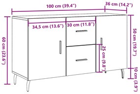 antik fa színű szerelt fa tálalószekrény 100 x 36 x 60 cm