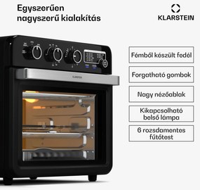 Klarstein Air Glaze forrólevegős sütő, 2000 W, 34 liter, panorámaablak, tartozékkészlettel együtt