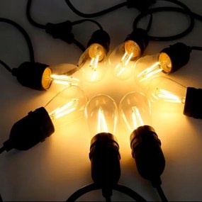 LED kültéri dekorációs fényfüzér 20xE27/1W/230V 11,44 m IP44 fekete