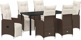 vidaXL Kert étkező szett párnával 7 pcs Barna polirattan