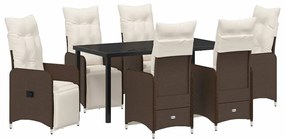 vidaXL Kert étkező szett párnával 7 pcs Barna polirattan