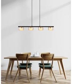 Globo 16055-4HG - LED Csillár zsinóron HIGGINS 4xGX53/6W/230V füstös/barna