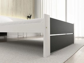 Ágy IKAROS DOUBLE 90 x 200 cm, antracit/fehér Matrac: Deluxe 10 cm matraccal, Ágyrács: Lamellás ágyráccsal