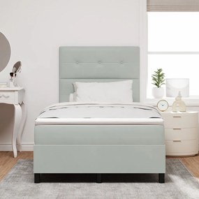 Boxspring Ágy Mattal Világosszürke Kicsi Dupla Bársonyos