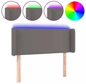 szürke műbőr LED-es fejtámla szárnyakkal 103x16x78/88 cm