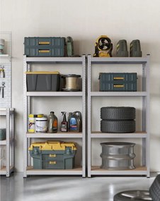 Fém tároló polcok szett(2db) 160x80x40 cm, ezüst