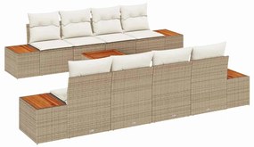 vidaXL Kerti Kanapé Szett párnával 9 pcs Bézs Poli rattan