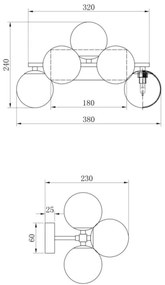 Maytoni MOD547WL-05B - Fali lámpa DALLAS 5xG9/28W/230V fekete