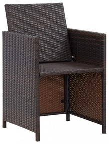 5-részes barna kültéri polyrattan étkezőszett párnákkal