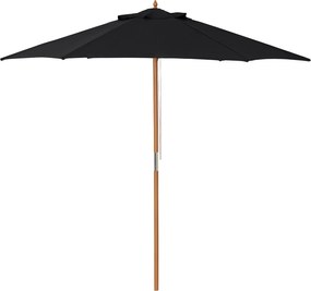 Outsunny Napernyő Ø 250 cm, Kábelmechanikás Napernyő Erkély Napernyő Strandernyő Bambuszból Szélálló Piacernyő Napvédelem erkélyre teraszra kertbe, Fe