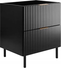 Fürdőszoba szekrény Álló Mosdó Alatt 60 Fekete Divatos Mdf front Lábak