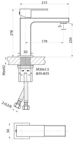 Sapho - Mosdócsap CUBEMIX 27,8 cm matt fekete