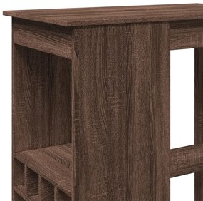 barna tölgy szerelt fa bárasztal tárolókkal 90x47,5x103,5 cm