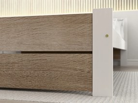 IKAROS DOUBLE ágy 180 x 200 cm, fehér/sonoma tölgy Ágyrács: Léces ágyrács, Matrac: Matrac nélkül