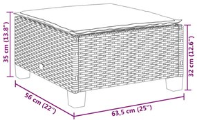 szürke polyrattan kerti ülőke párnával 63,5 x 56 x 32 cm