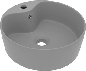 vidaXL matt világosszürke luxus kerámia mosdókagyló túlfolyóval 36x13 cm