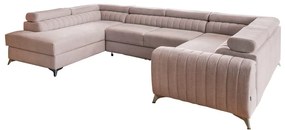 Rózsaszín kinyitható-tárolóhelyes sarokkanapé (bal oldali-U alakú) Louis – ELTAP