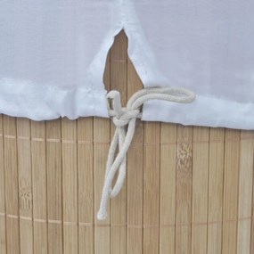 természetes színű kerek bambusz szennyestartó kosár