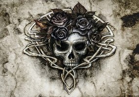 Flizelin fotótapéta 254x184 Világkultúra Koponya rózsákban +ragasztó