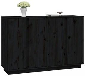 fekete tömör fenyőfa tálalószekrény 120x35x80 cm