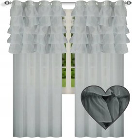 Fodros Függöny Szürke Fátyol Átvezető 145x250 cm Klasszikus Fodros L 513